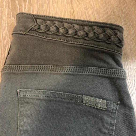 7 For All Mankind Olive Braid Trim Flare Jeans Size 8 - Picture 4 of 8